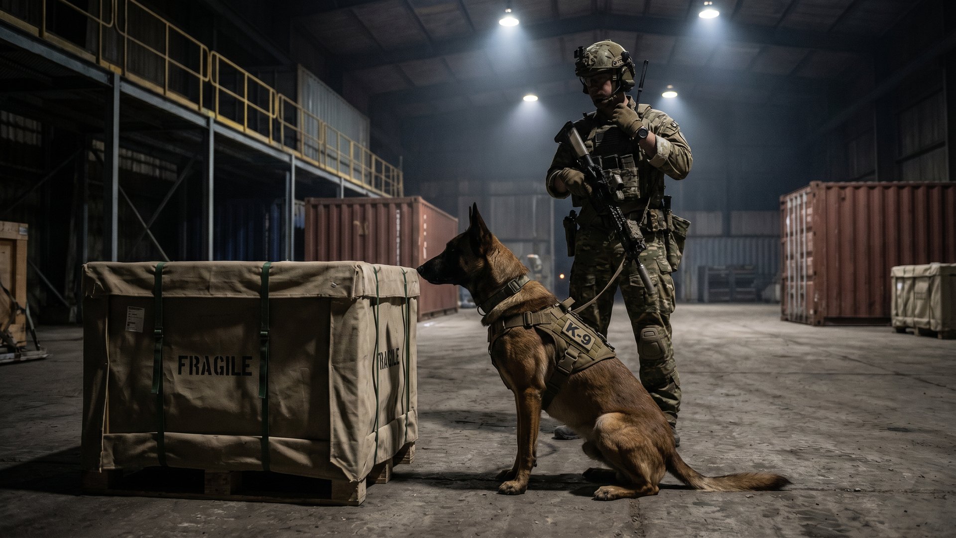Cão de detecção de explosivos